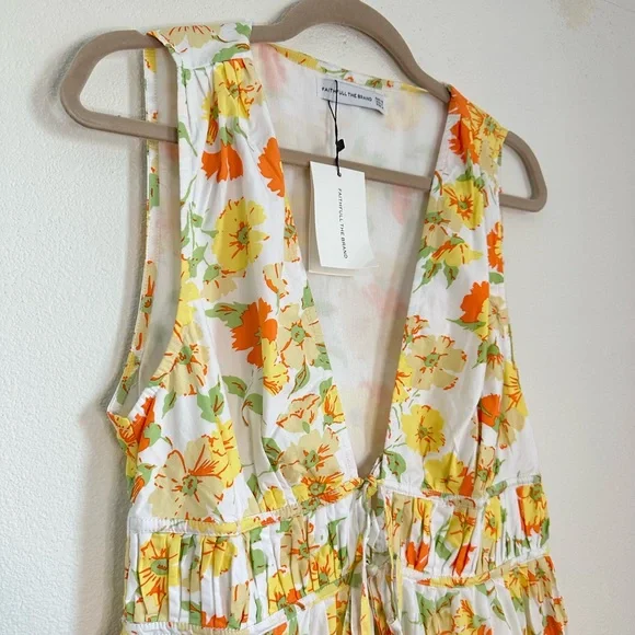 Faithfull the Brand Floral Mini Dress - White and Yellow - Picture 8 of 9
